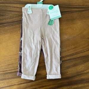 NWT Little Planet by Carter's Pink and Floral Ribbed Baby Girl Pants Size 12M